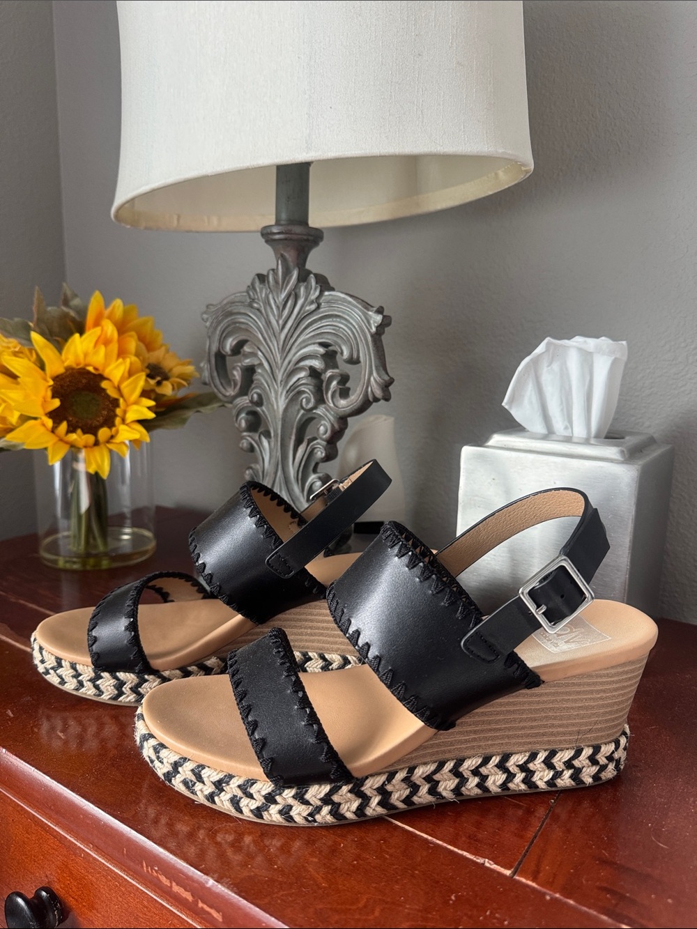 DV by Dolce Vita Black Braided Espadrille Wedge Sandals